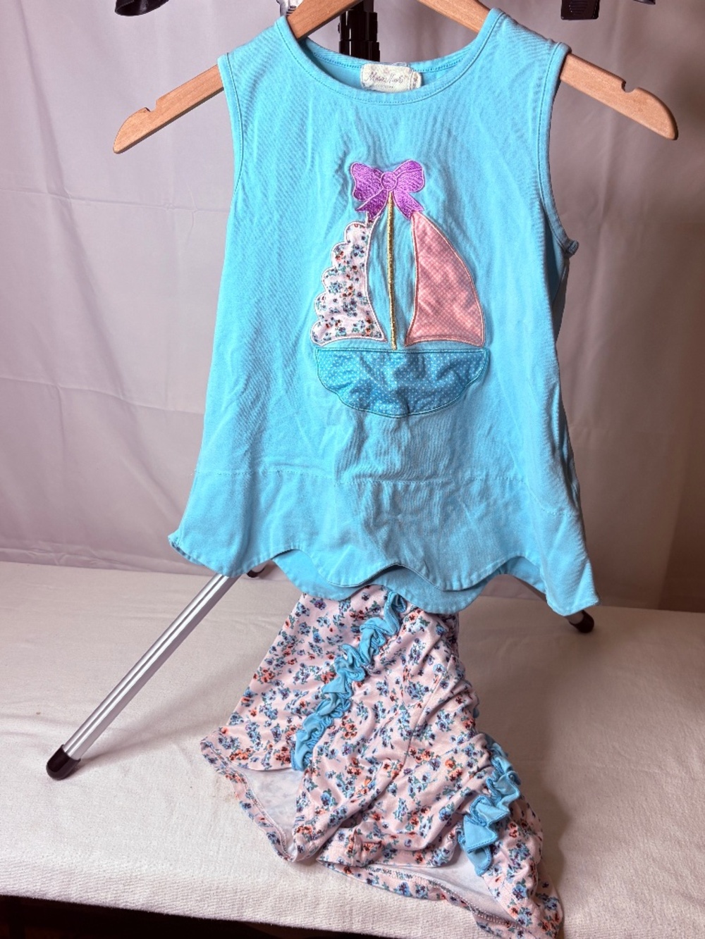 Marie Nicole Clothing Girls Sailboat Summer Outfit Short Set Size 3XL